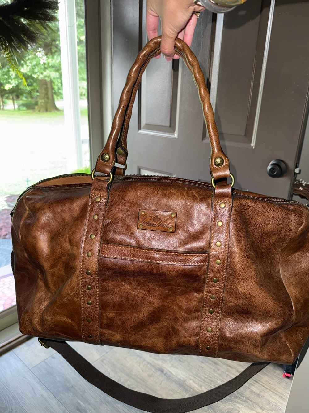 Patricia Nash Milano distressed leather weekender bag